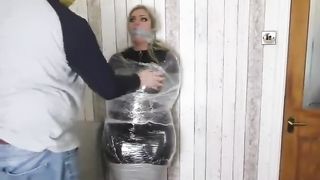 BBW Wrapped in Duct Tape like a Mummy