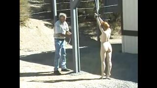 Big Tit Red Head Tied up and Whipped Outdoors