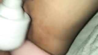Fucking British Girlfriend with Wand and Dildo Machine until she Squirts