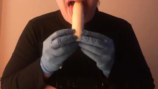 Face Fucked by Banana/ Latex Gloves/Very Nasty and Messy Sloppy Blowjob