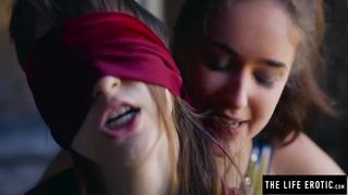 Straight Girl is Blindfolded and Coerced by Lesbian before she Orgasms