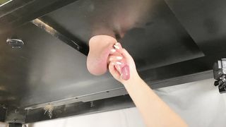 "the Milking Table" Cock Massaged, Foot Rubbed, Edged, Spanked, Oiled, Vibrated and Drained (CBT)