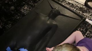 CUTE GIRL IN LATEX VACBED CUMS OVER AND OVER