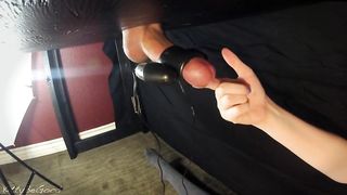 Femdom Milking Table Fleshlight & Remote Control Vibrator