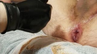 Bottle Brush and Latex Glove Fisting for his Manpussy until he Cums