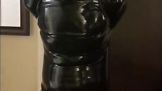 Latex sub in Armbinder Bondage Teased and Fed his Cum