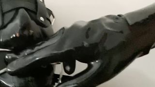 Strapon Femdom Face Fucking my Latex Bondage sub