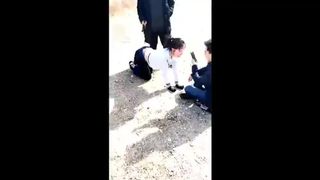 Chinese Mistress and Master with Teen Slave in Public