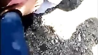 Chinese Mistress and Master with Teen Slave in Public