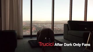 Trucici Aka the Floss Boss Ball Kicks and Spanks her Slave with Leather Toy for Breaking Chastity