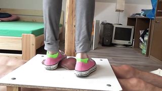 Sneakers Cockcrushing. Jump Stomp Trample Full Weight on Cock Ball
