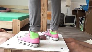 Sneakers Cockcrushing. Jump Stomp Trample Full Weight on Cock Ball