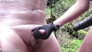 Tiffany Naylor & Strapon Jane Pegging Slave in Public Wiids