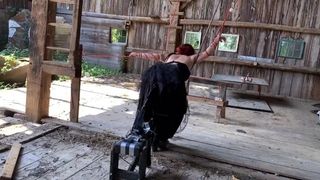 Tied up and Fucked by Machine in Barn
