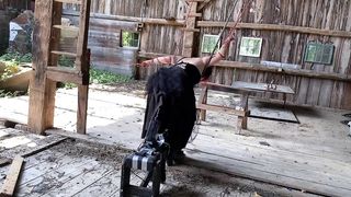 Tied up and Fucked by Machine in Barn