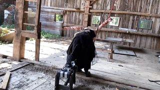 Tied up and Fucked by Machine in Barn