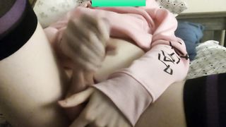 Sissy in Thigh Highs Fingers herself for Daddy,,,;