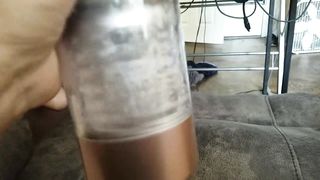 Edging with Electric Masturbator Toy to Mommy's Big Tit Hand Job