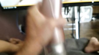 Edging with Electric Masturbator Toy to Mommy's Big Tit Hand Job