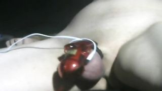 CUMMING FROM ELECTRIC COCK CAGE CHASTITY TORTURE DEVICE TEASER