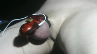CUMMING FROM ELECTRIC COCK CAGE CHASTITY TORTURE DEVICE TEASER