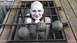 TrannyPig Caged Outdoors on 4th of July