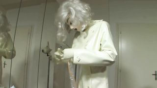 Bizarre enema and catheter latex dirndl Part 4 of 5