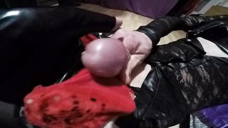 Pissing and cumming shemale