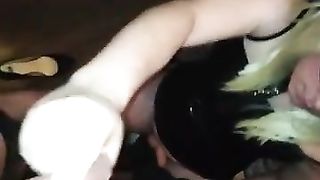 Two blondes tranny deepthroat, cock sucking, cbt,ballbusting