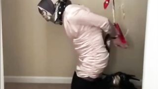 Self scarf bondage Crossdresser