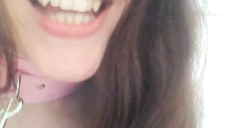 Hold my BDSM Collar Leash while I Pee! Pissing Toilet Slutty HAIRY Horny PAWG Camgirl needs our help