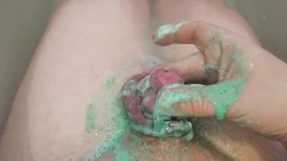 CBT & Edging with Mint Shower Gel in Chastity