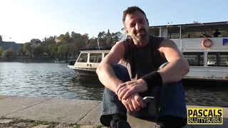 Sub Rides and Tugs Cock for Cum on Tits