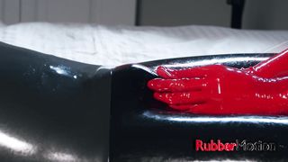 Girl in Latex Gloves Strokes her BFs Cock with a Toy (Slow Motion Video)
