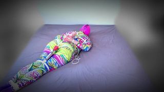 Selfbondage Session in Catsuit Ruined by Cheap Chinese Harness