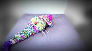 Selfbondage Session in Catsuit Ruined by Cheap Chinese Harness