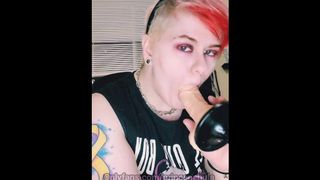 FtM Trans Bunny Boy Sucks Sex Machine and Fills both his Holes