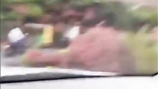 She is a very Horny Shemale Wanking it in the Car and Busted