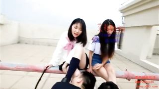 Two Asian Girls BDSM Enjoy Humiliating their Slaves