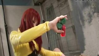 Asian Redhead baby Wax Torture a man and Pegging