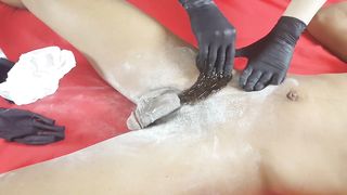 FIRST TIME Client PAINFUL & SWEATY Waxing Sugaring