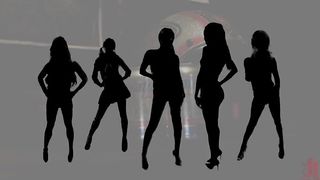 TS Biker Babes Gangbang a Lucky Muscle Stud