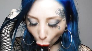 Emo Latex Teen Masturbation with Dildo