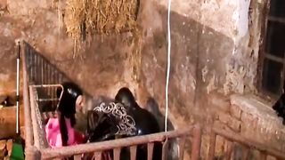 The Encasement Rubber Slave is Dominated by two Latex Mistresses in an old Shed - Part 1