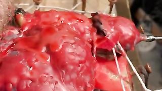 CBT: Purple Balls, Restrained Cock, TENS, and Hot Wax