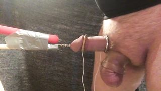 CBT: Fucking a Urethral Rod + Shock Stick
