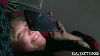 Daddy's Slave Kitten Sucks Cock under Table, Gagging, & Anal Fingering