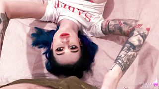 Step-Brother Facefuck Big Dick Horny Tattoed Sister and Cum on Face POV