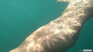 Nude Model Swims on a Public Beach in Russia