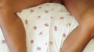 Cropping her bald pussy again